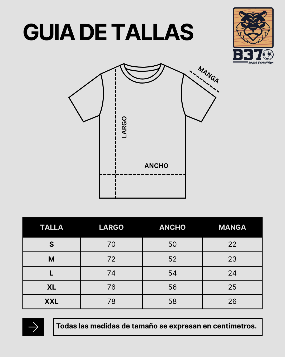 Guía de tallas B370