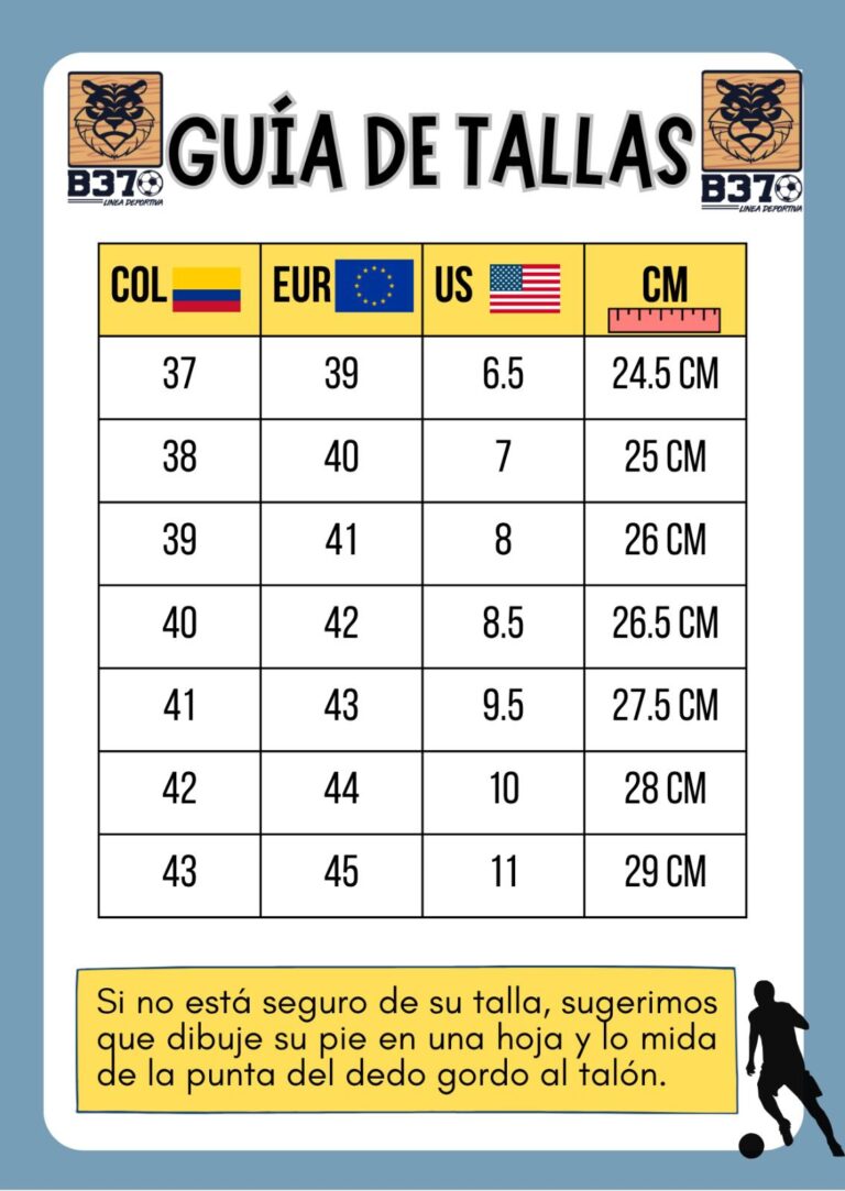 Gu&iacute;a de tallas de calzado de B370