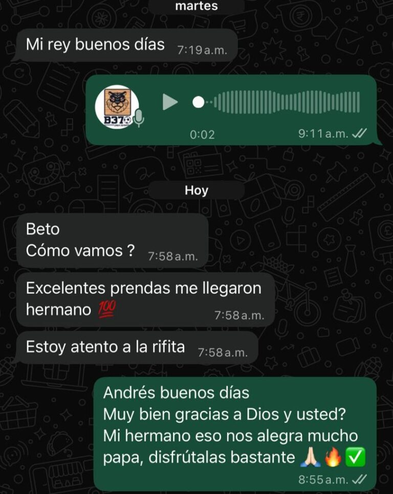 Mensaje de un cliente de B370