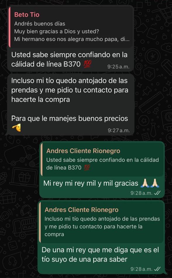 Mensaje de un cliente de B370