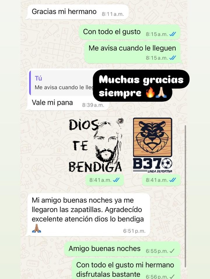 Mensaje de un cliente de B370